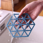Dessous de plat silicone hexagonal creux jaune