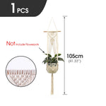 support plante suspendue macramé blanc fait main décoration jardin intérieur boho corde coton