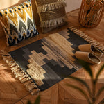 tapis boho chic géométrique coton pompons antidérapant intérieur étoiles cercles triangles