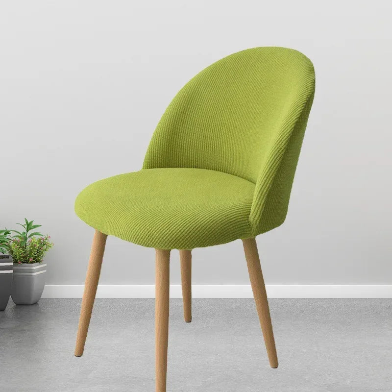 chaise moderne tissu rayures verticales orange beige bleu jaune gris pieds bois