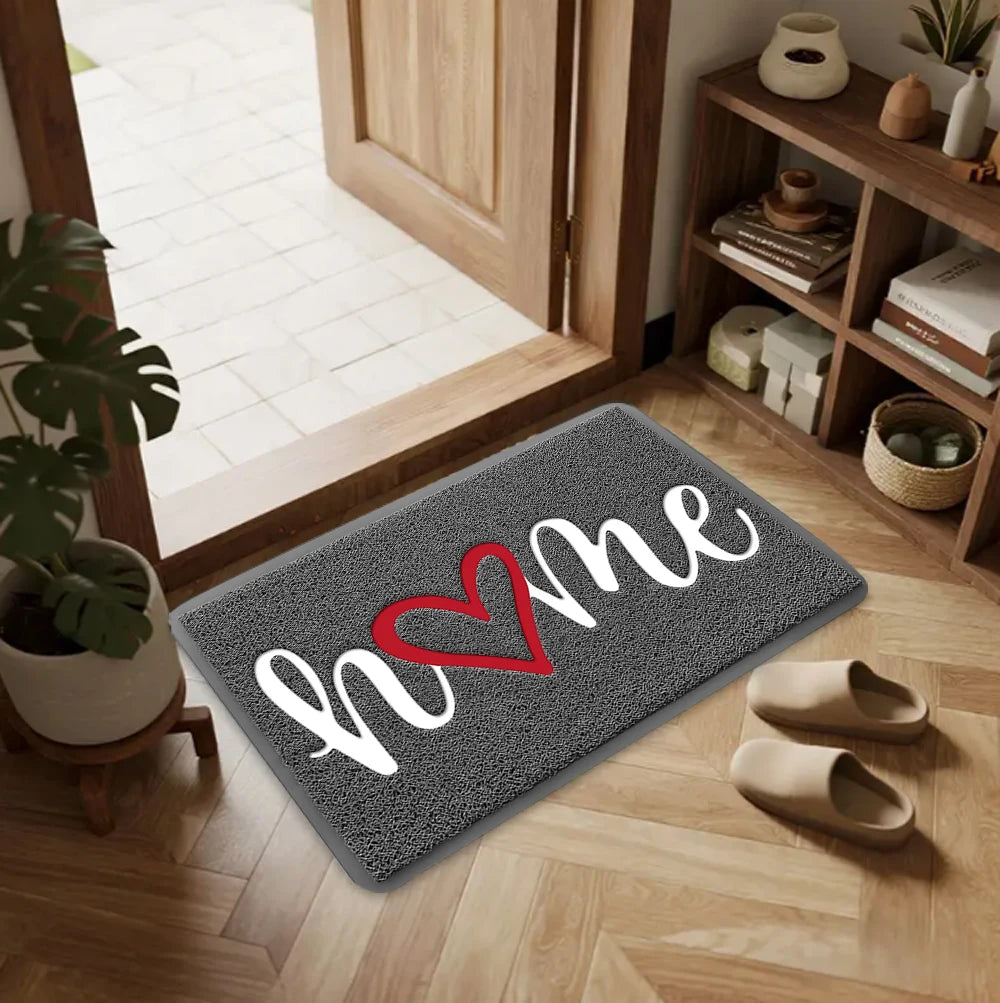 tapis d'entrée gris lettres blanches rouges antidérapant résistant décoloration moderne 30x50cm 40x60cm 50x80cm