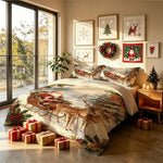 ensemble literie noël père noël blanc rouge vert taies d'oreiller couverture polyester single double