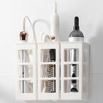organisateur mural blanc transparent sèche cheveux boucleur fer lisser coiffeur rangement minimaliste multiple