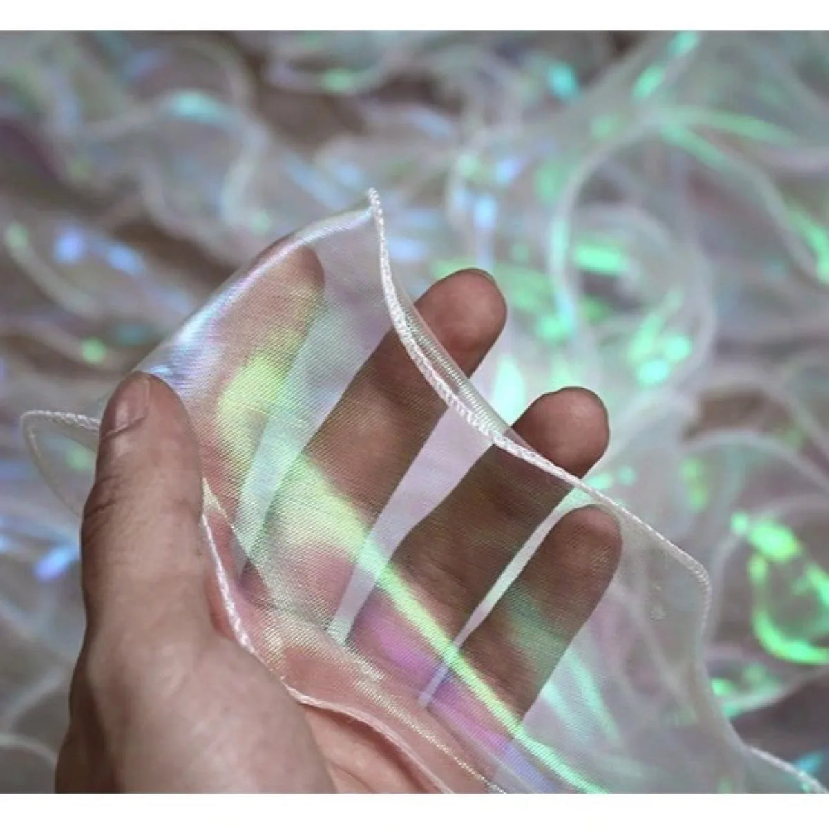 ruban organza polyester nylon 10m transparent vert rose rayures brillant semi transparent moderne élégant