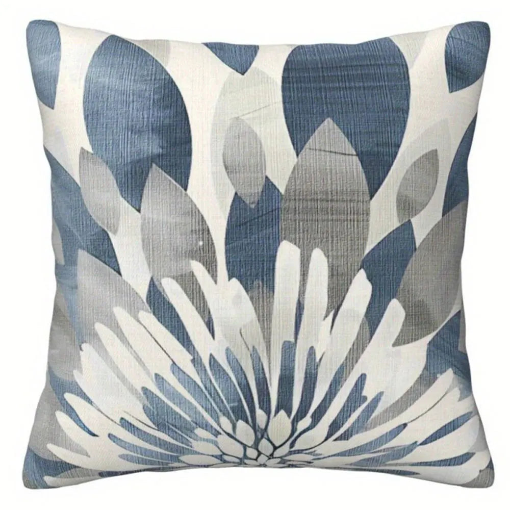 housse coussin polyester motif floral moderne bleu blanc lit salon voiture