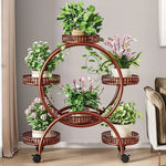 meuble plantes moderne métal noir blanc marron plateaux ovales roulettes circulaire multifonction minimaliste