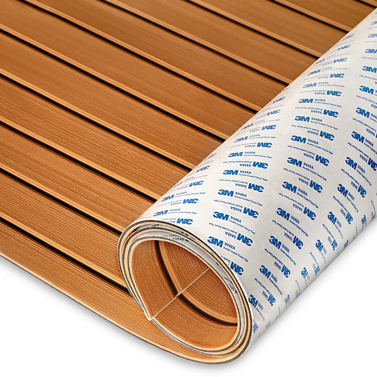 tapis sol bateau mousse EVA rayures horizontales adhésif 3M résistant eau moderne marron clair