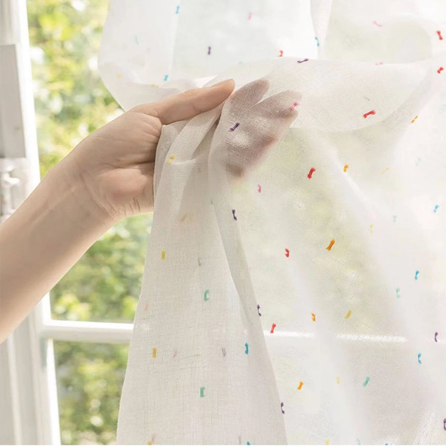 rideau polyester translucide motifs colorés moderne minimaliste maison