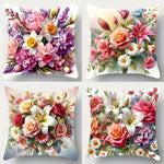taies d'oreiller fleur multicolore rose blanc violet zip closure 45x45cm floral decoration chambre maison