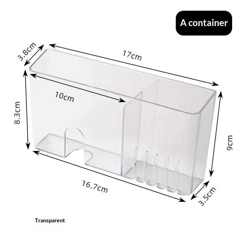 boîte rangement murale moderne double compartiment adhésif smartphone télécommande stylos blanc orange bleu