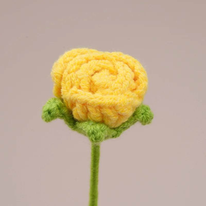 fleurs artificielles tricotées violet orange rose bleu blanc rouge jaune artisanale crochet decoration maisonintérieur