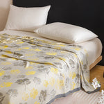 couverture fibre bambou motif floral deux oreillers canapé lit maison