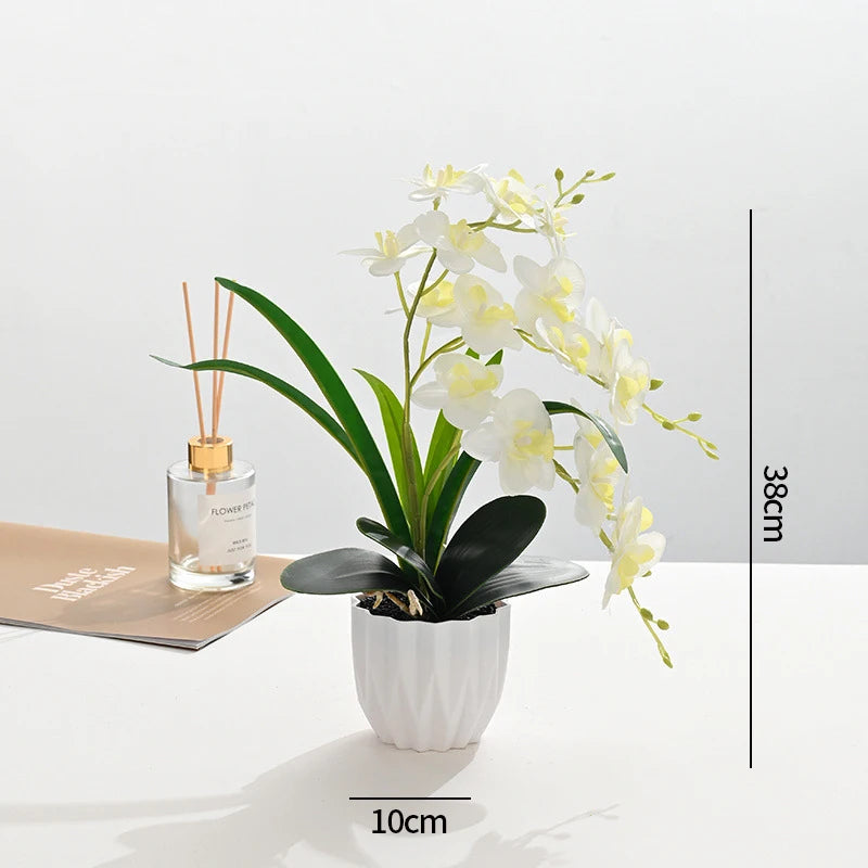 décoration intérieure orchidées artificielles fleurs feuilles synthétiques moderne blanc rose violet jaune