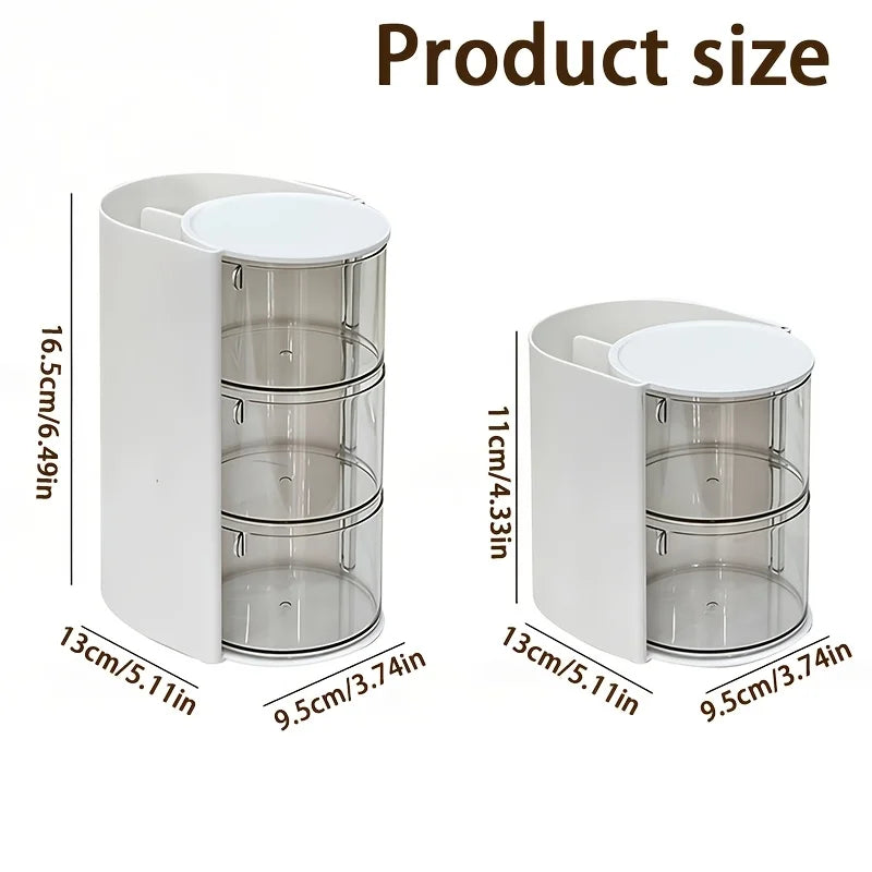 organisateur maquillage blanc transparent pinceaux produits cosmétiques étages réutilisable moderne minimaliste