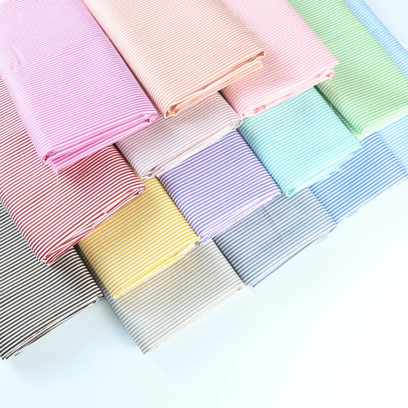 tissu coton rayures fines rose bleu vert moderne 100% biodegradable 160cm largeur bricolage popeline