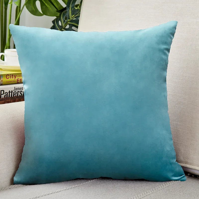 coussin carré velours bleu moderne 45x45cm décoration sofa lit voiture