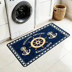tapis marin antidérapant bleu foncé ancre roue navire carreaux intérieur cuisine salle bain chambre