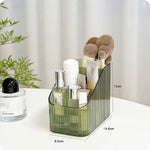 organisateur maquillage transparent moderne rayures verticales brosse crayon palette fards flacons pochette réutilisable polyvalent