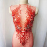 appliques textile brodées fleurs semi transparentes or rose bleu rouge élégantes DIY