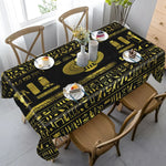 nappe égyptienne moderne symboles hiéroglyphiques or noire réutilisable table dîner polyester opaque classique