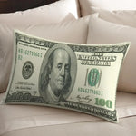 housse coussin motif dollar moderne vert blanc bleu imprimé polyester coton fixation lit décoration