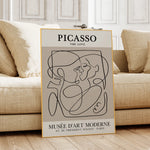 affiche abstraite baiser amour contemporaine minimaliste toile noir beige cadre aluminium