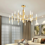 lampe suspendue moderne noir doré tubes transparents structure métallique scandinave led