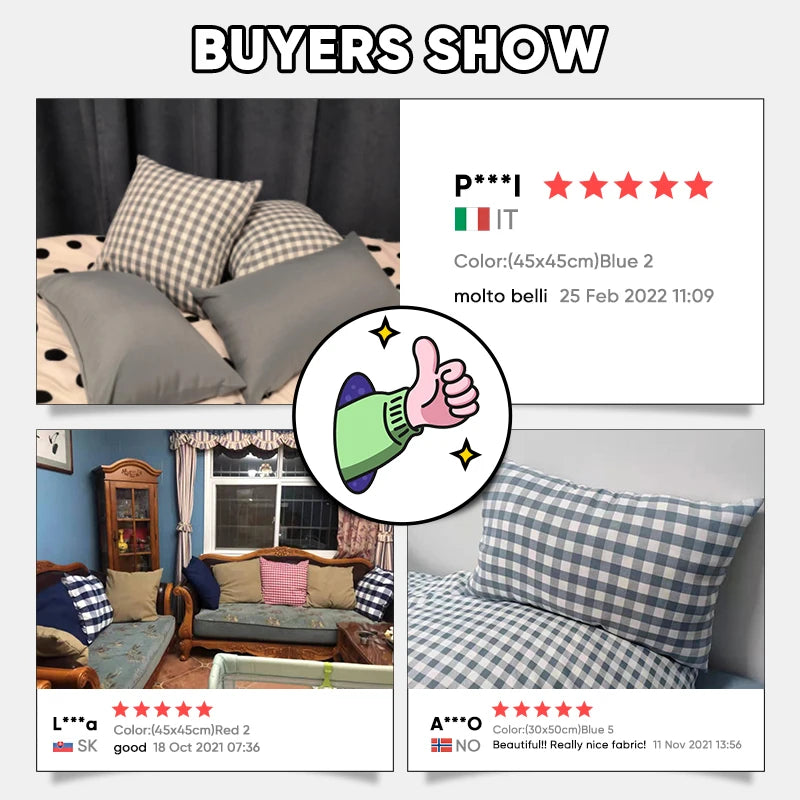 housse coussin polyester bleu clair rayures carreaux moderne décoration maison lit chaise canapé
