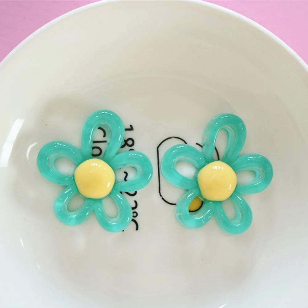 clips cheveux fleurs violet blanc orange vert jaune rose bleu kawaii