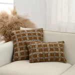 housses coussin orange beige carreaux rustiques plaids décoratifs polyester respectueux environnement farmhouse