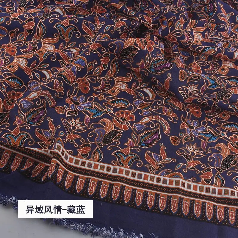 tissu coton lin motifs géométriques ethniques rouge bleu printemps automne hiver mariage fêtes traditionnel