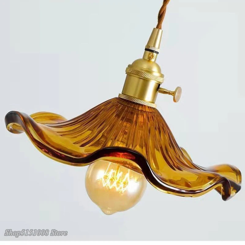 pendant lumiere suspendue vintage fil blanc laiteux vert marron ambré