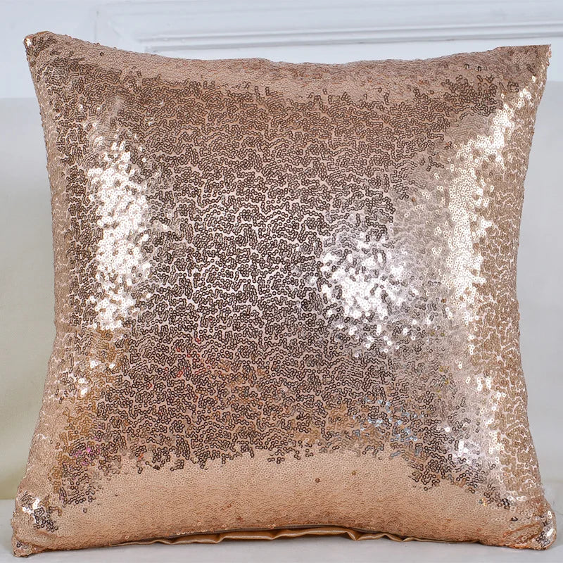 housses coussin paillettes or modernes adhésives polyester 40x40cm decoration maison festive