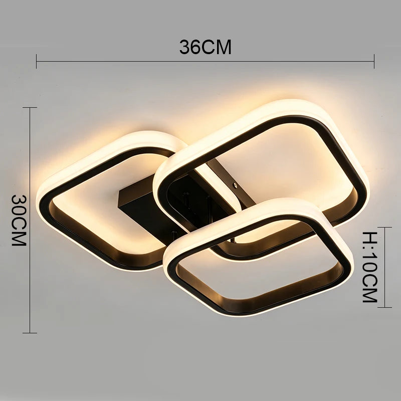 lampe led noire blanche minimaliste carré superposé éclairage intérieur salon chambre restaurant