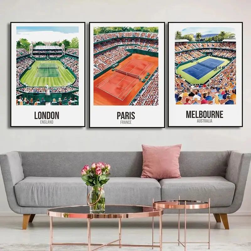 affiche tennis match grand slam décoration murale salon toile cadre illustration réaliste sport maison