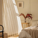 rideau polyester rayé semi transparent moderne minimaliste beige clair maison pièces