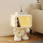 table dappoint moderne blanche compartiment ouvert vase intégré ludique sculptural