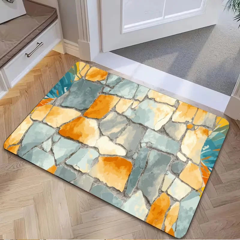 tapis sol moderne gris beige bleu résistant antidérapant salle bain extérieur 30x50cm 40x60cm