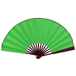 éventail pliant bambou rayures orange blanc rouge vert noir classique poignée bois rangement
