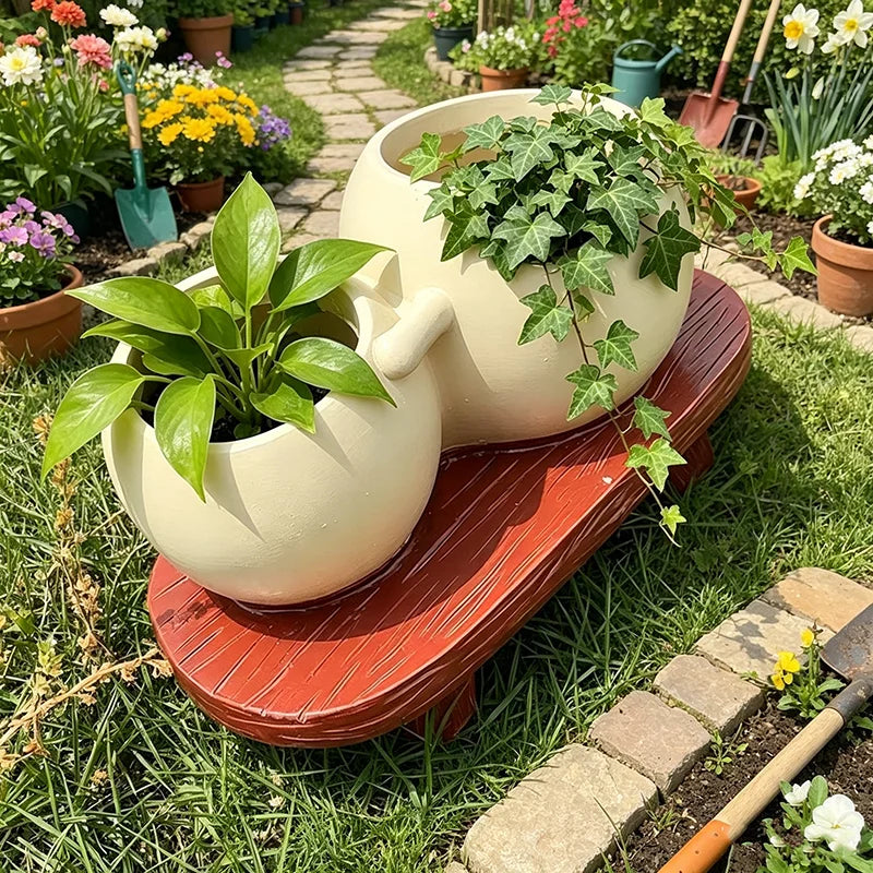 cache pot résine blanc souriant livre décoratif unique plante miniature personnalisé adultes unisexe