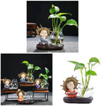vase verre transparent plante figurine monks artisanal décoration table maison étude balcon living room