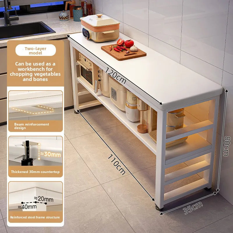 meuble cuisine blanc moderne tiroirs tablettes roulettes multifonctionnel 120cm 60cm 80cm
