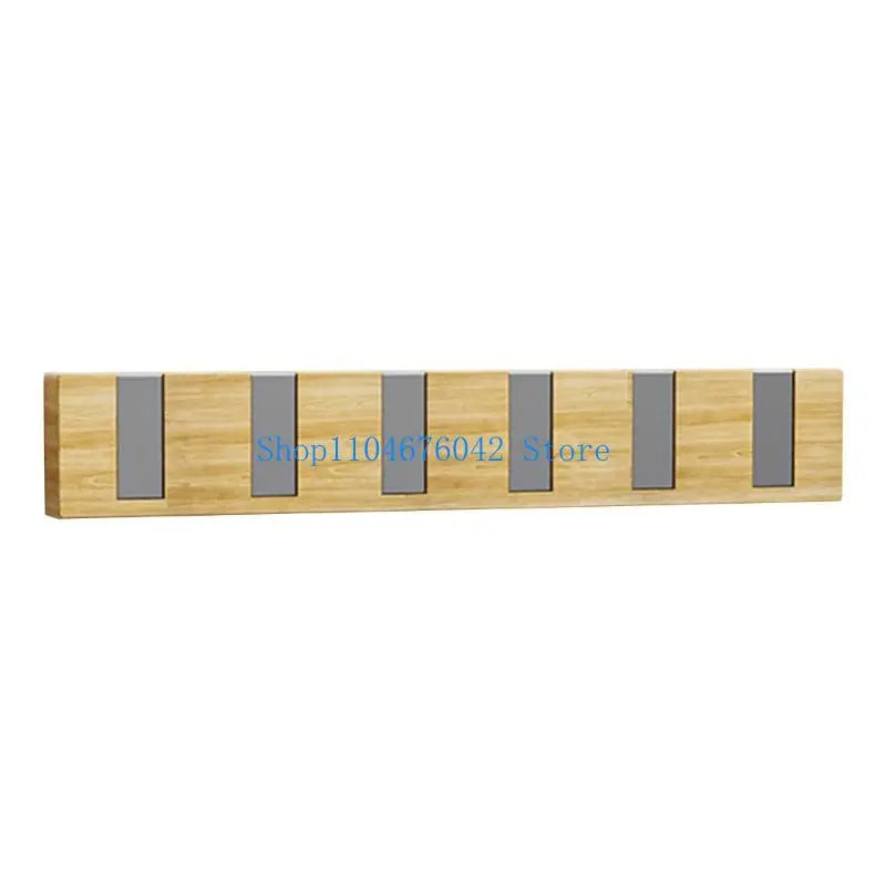patère murale bois clair moderne six crochets adhésif gris ustensiles vêtements entrée