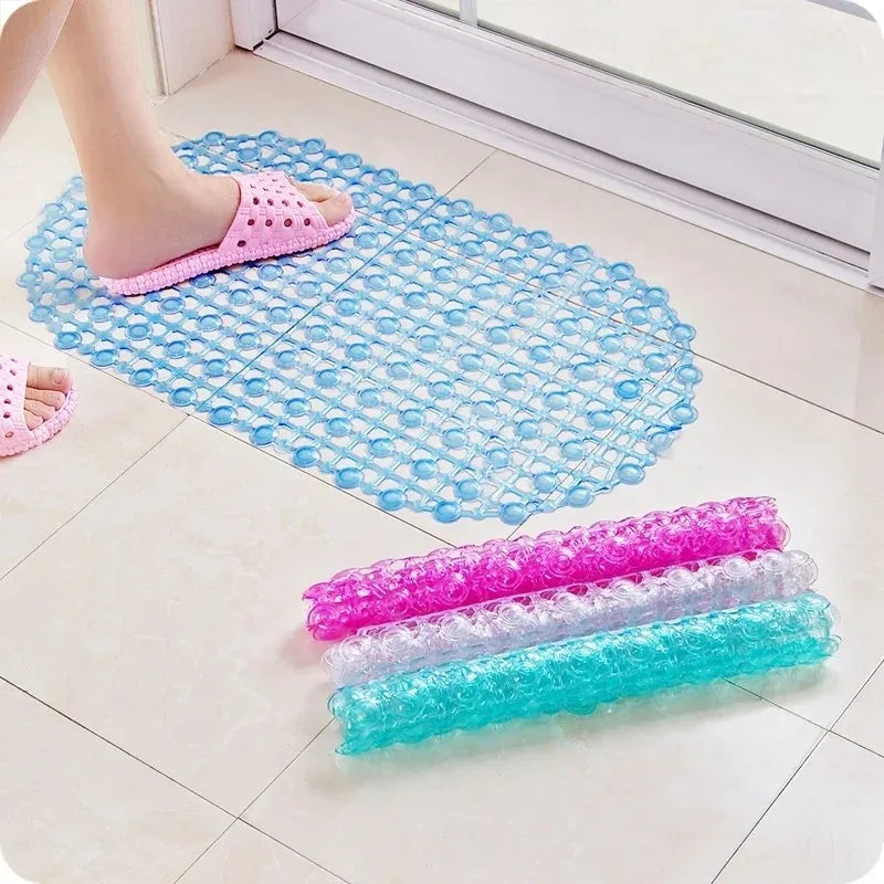 tapis bain moderne vague bleu rose blanc environnement salle bain alvéolaire minimaliste