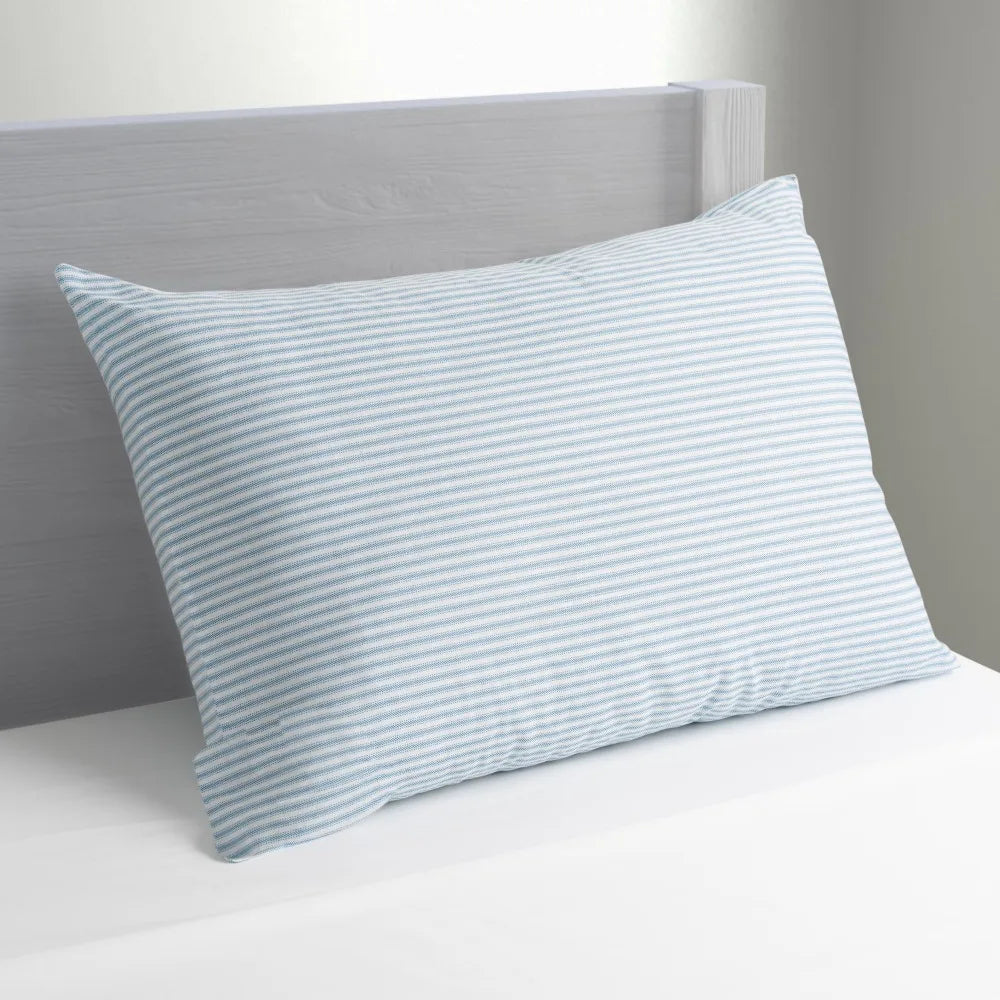 oreillers moelleux microfibre polyester bleu clair rayures verticales fins décontractés literie queen size