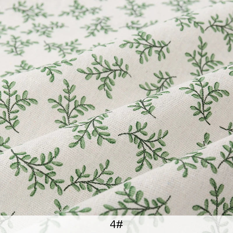 tissu coton lin floral orange feuilles blancs vintage naturel 180x150cm 45x150cm 90x150cm résistance abrasion