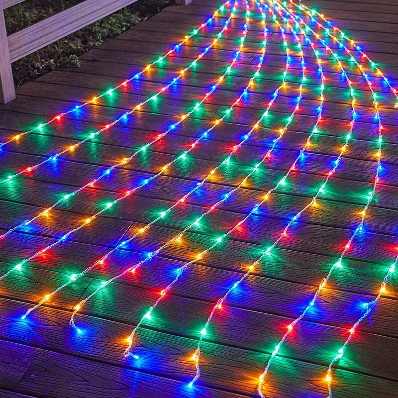 guirlande lumineuse noël multi couleur blanc chaud bleu filet led moderne 3x3m 320leds
