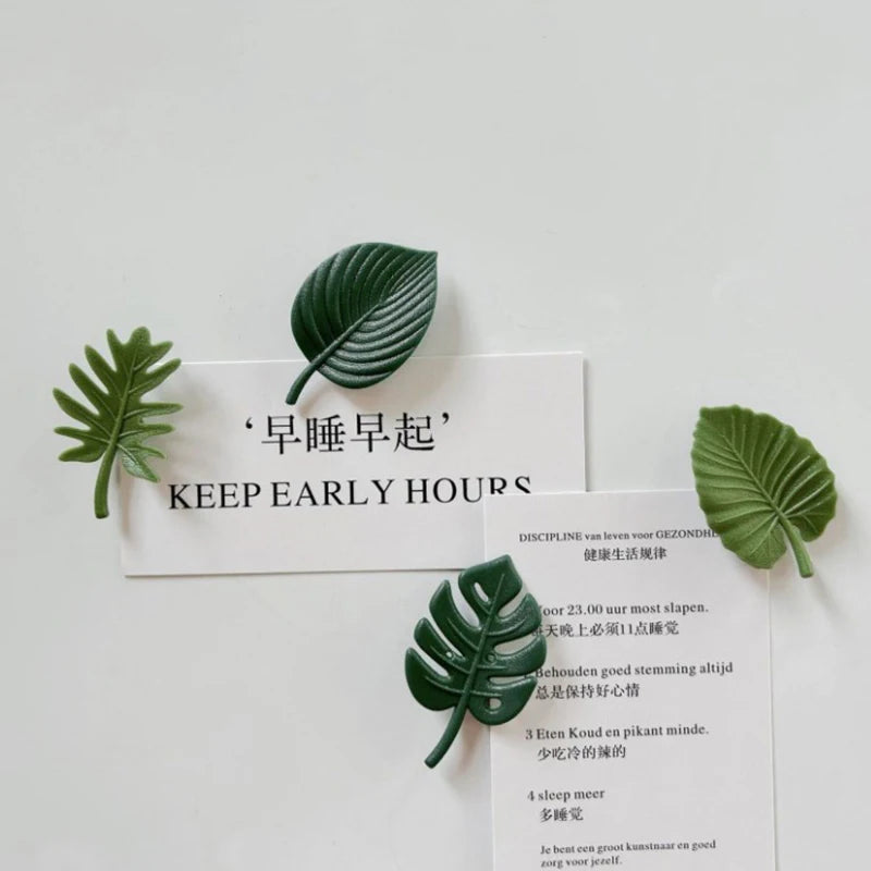 aimants décoratifs vert feuilles tropicales moderne aimants autocollants réfrigérateur set tropical magnets stickers