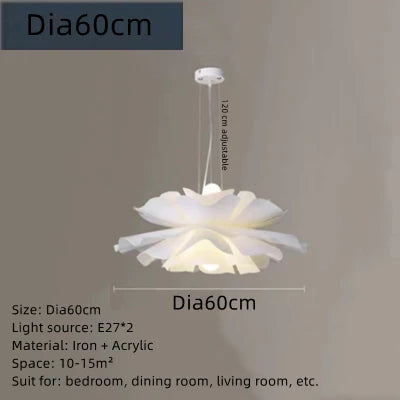 lampe suspendue moderne fleur stylisée blanc opacité chambre salle manger led dia40cm dia50cm dia60cm