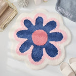 tapis bain antidérapant polyester motifs floraux moderne rose bleu vert jaune